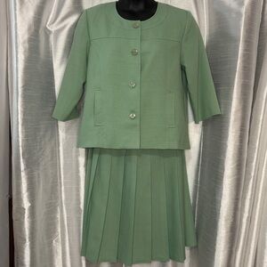 Judy Bond Vicki Wayne 2pc Blazer & Skirt Women’s 14 & 14P Mint Green Texture